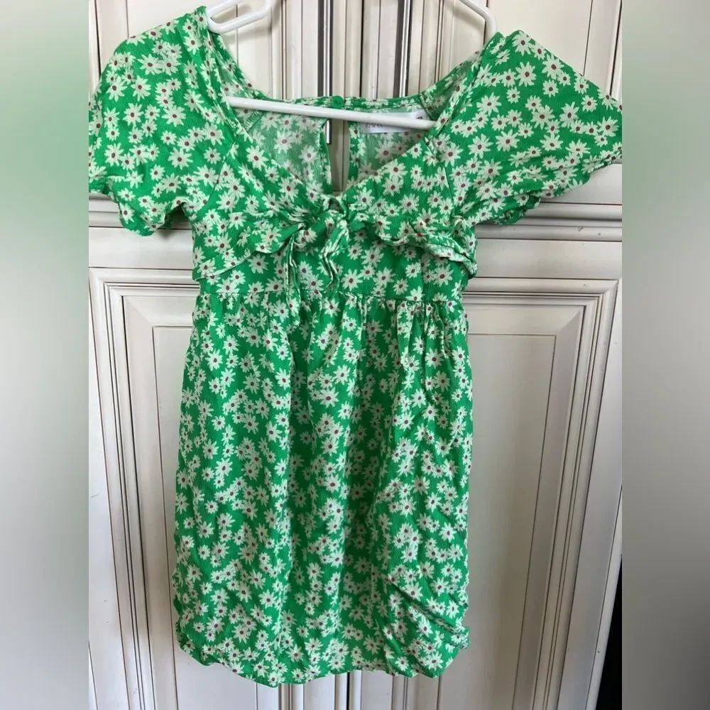 Zara Green Floral Dress Sz 7
